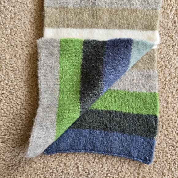 NWOT Striped Green Blue Grey Scarf - Picture 3 of 5
